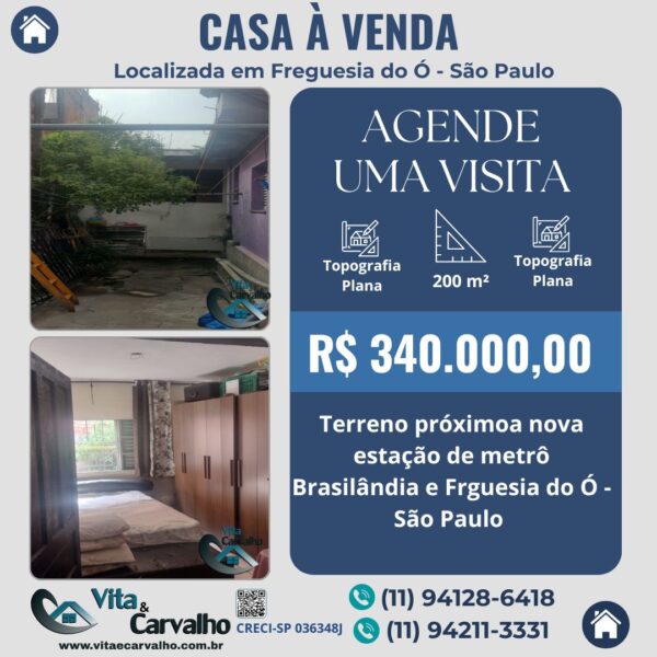 CASA À VENDA - 200m² - FREGUESIA DO Ó - SÃO PAULO