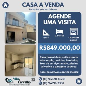 CASA À VENDA - 160m² - PORTAL DOS IPÊS - CAJAMAR - SP