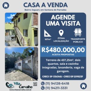CASA À VENDA - 437m² - JAGUARI - SANTANA DE PARNAÍBA - SP