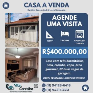 CASA À VENDA - 125m² - JARDIM SANTO ANDRÉ l - SOROCABA