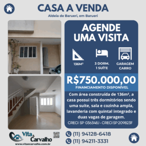 CASA À VENDA - 136M² - ALDEIA DE BARUERI  - BARUERI - SP