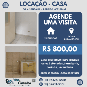 ALUGUEL CASA - VILA SANTANA - CAJAMAR - SP