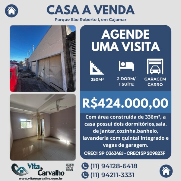 CASA À VENDA - 336m² - PARQUE SÃO ROBERTO l - CAJAMAR - SP